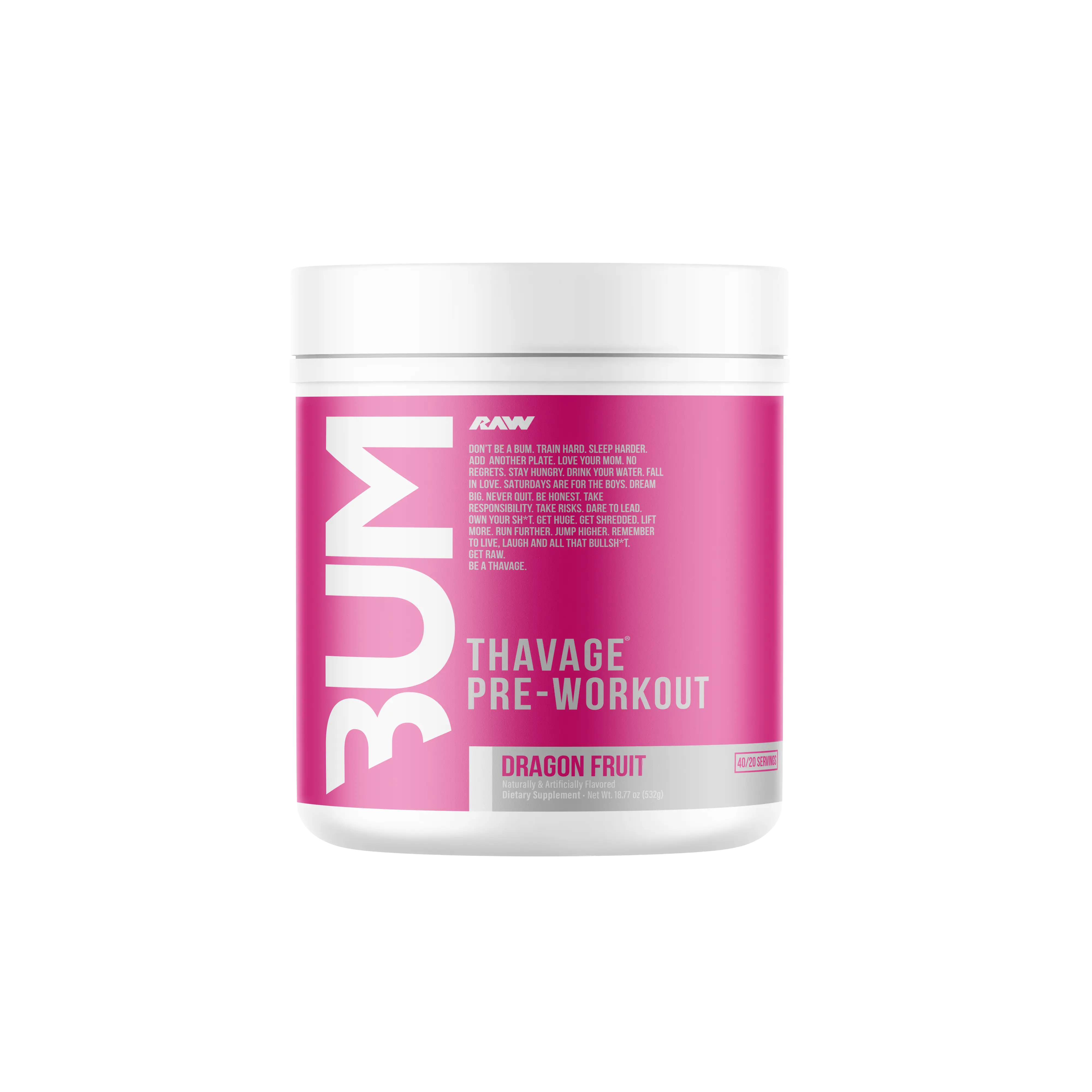 RAW Nutrition CBUM Thavage Pre-Workout - 40 Servings - Dragon Fruit